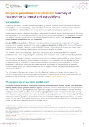 Ending Corporal Punishment, Research Summaries